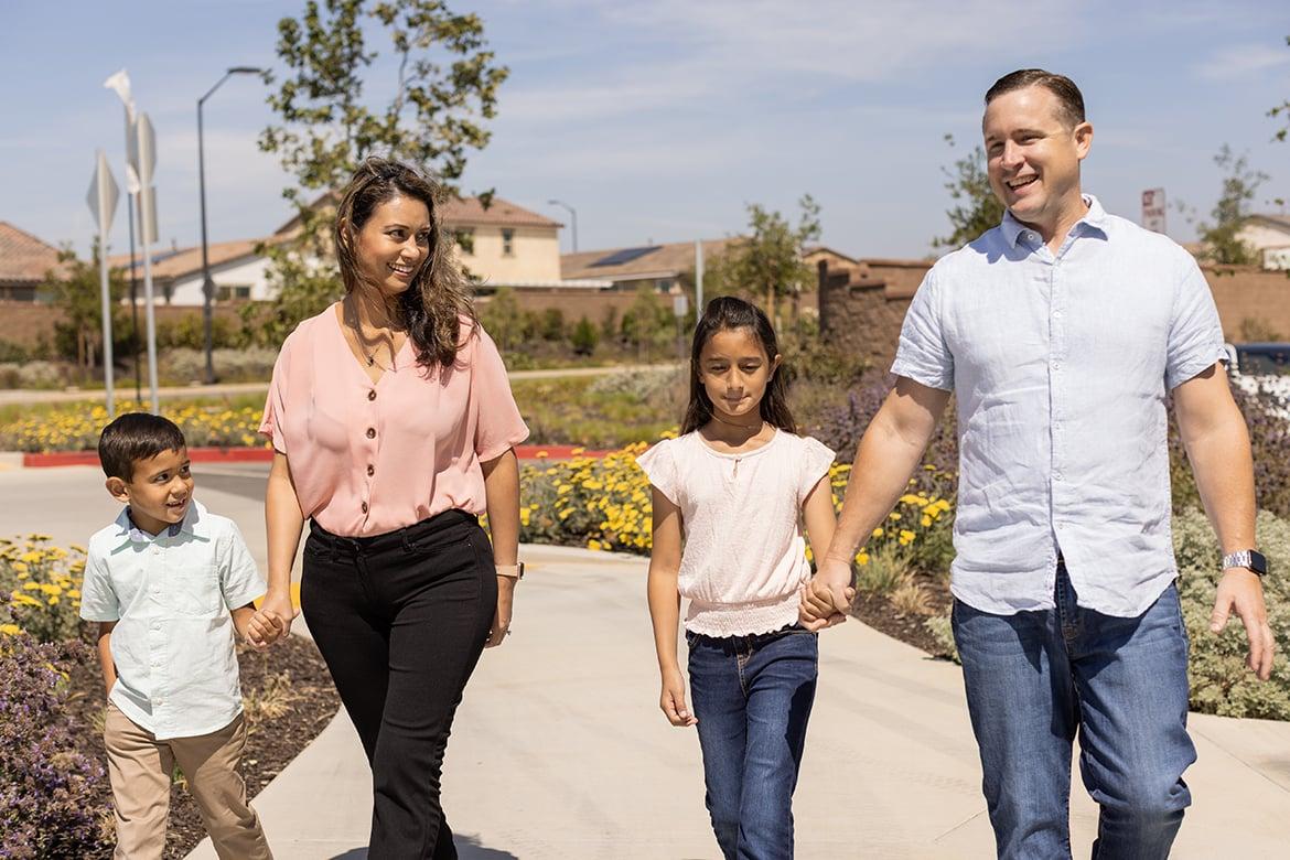 Family on a walk outdoors