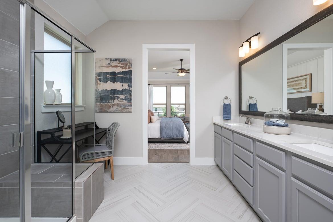 Spacious home bathroom with natural lighting