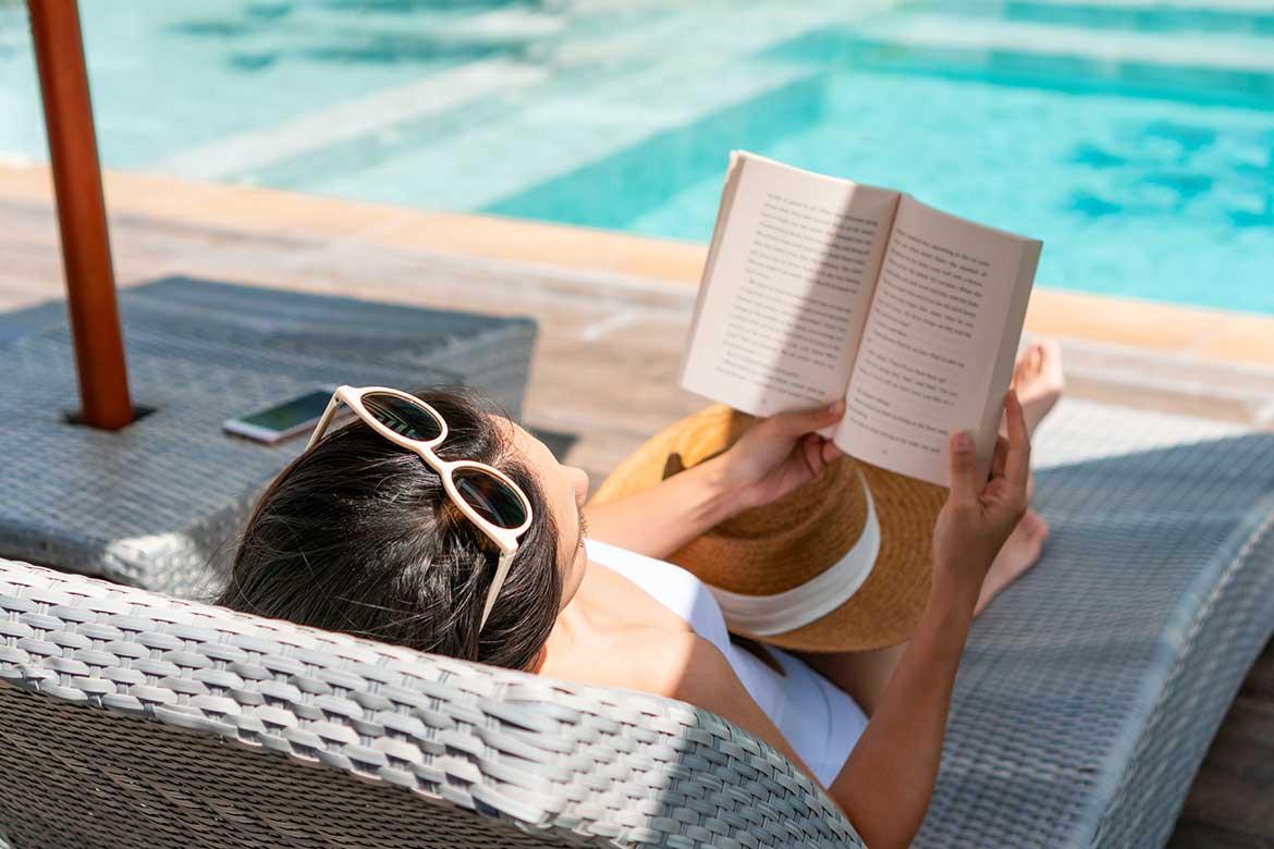 Reading by pool