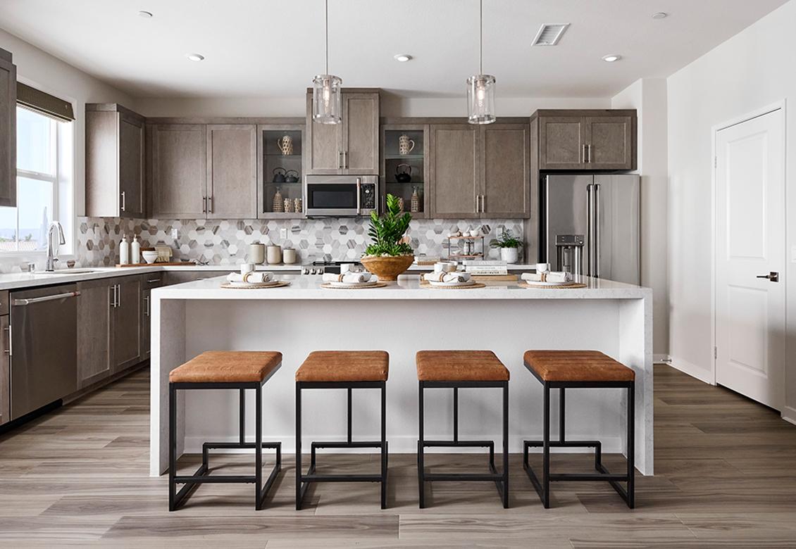 Sage Court by Tri Pointe Homes in Chino California Plan 5 Kitchen - Dinner and a Show 1