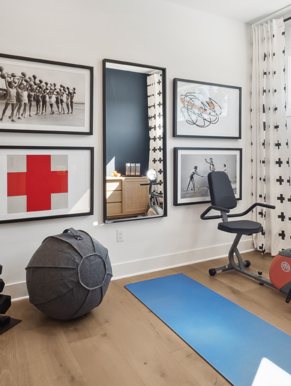 Bobby Berk custom Retro Scandinavian design in a fitness room