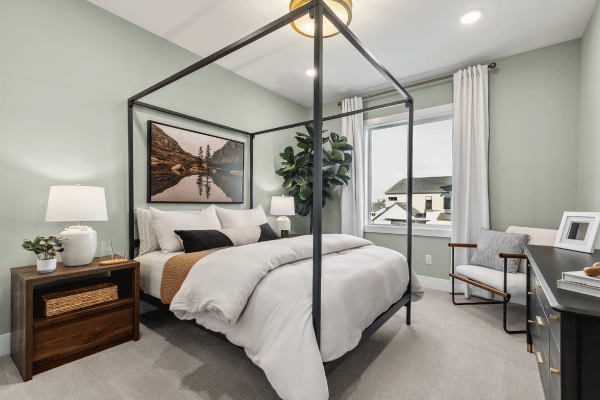 Bobby Berk's Traditional Farmhouse collection at Glacier Pointe at Tehaleh in guest bedroom