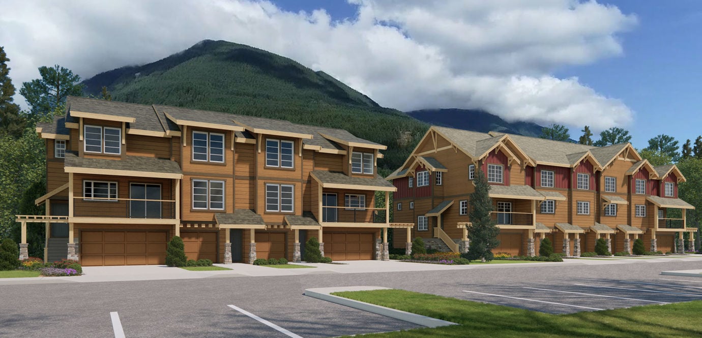 Timberstone townhomes streetscape in North Bend