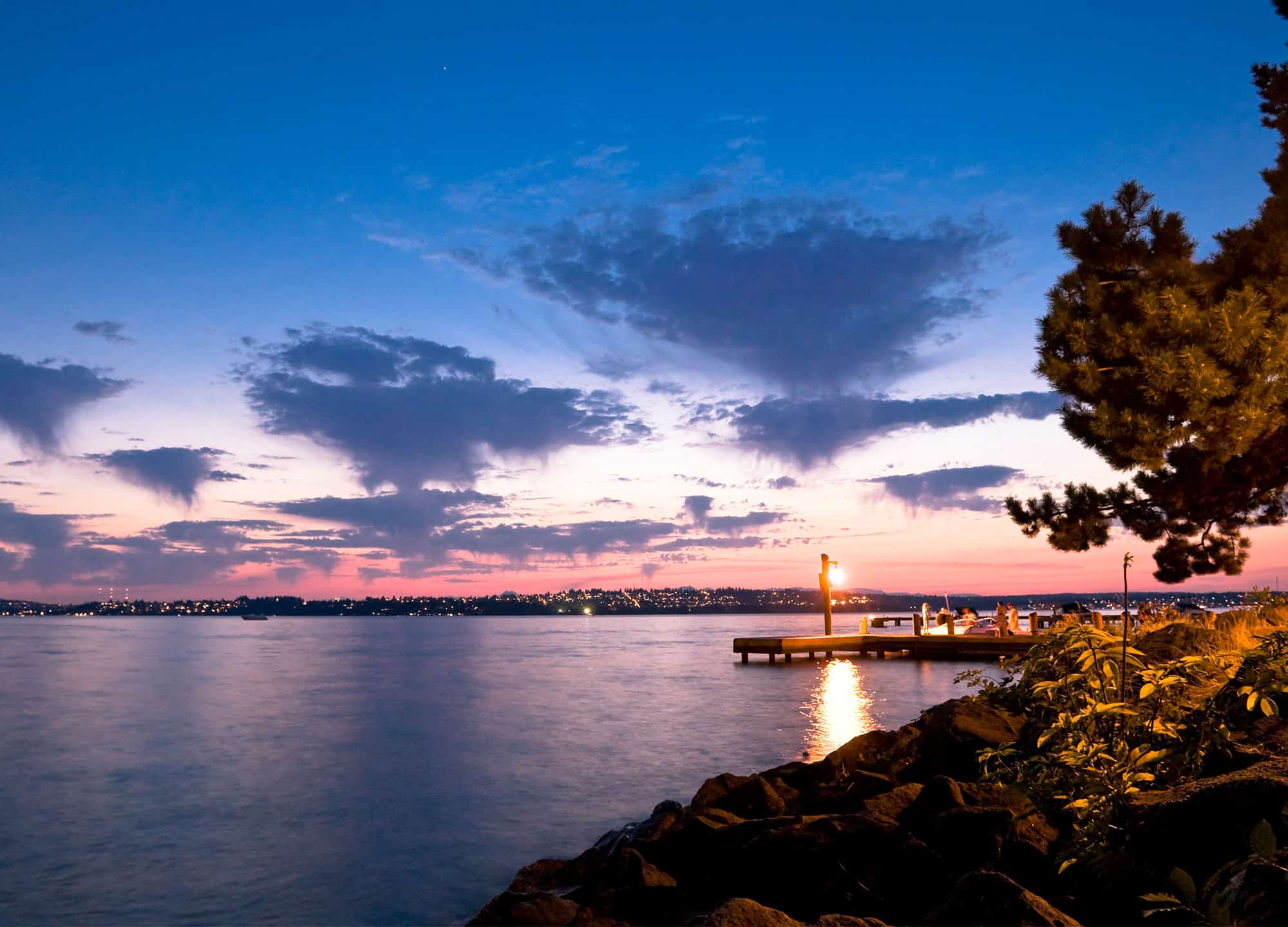 Kirkland Washington waterfront at sunset